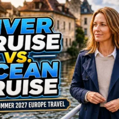 Featured image with text: River Cruise vs Ocean Cruise for Summer 2027 Europe Travel.
