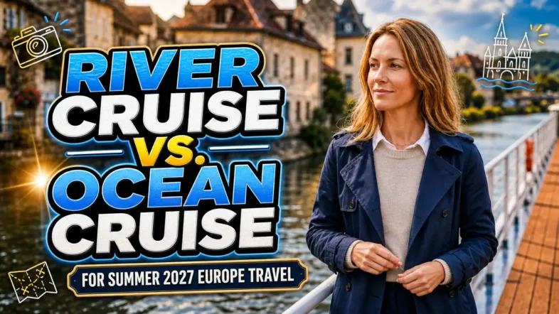 Featured image with text: River Cruise vs Ocean Cruise for Summer 2027 Europe Travel.