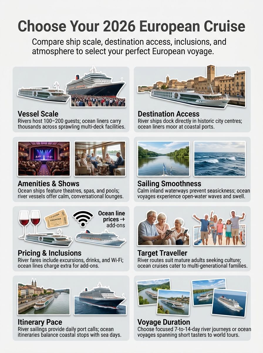 River Cruise vs. Ocean Cruise for Summer 2026 Europe Travel River Cruise vs. Ocean Cruise for Summer 2026 Europe Travel